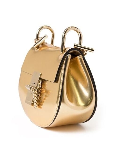 Chlo Drew Metallic Leather Bag in Gold | Lyst  