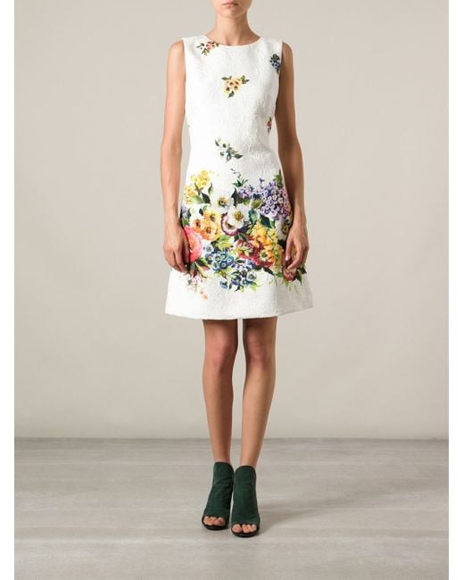 Dolce & Gabbana White Floral Print Dress
