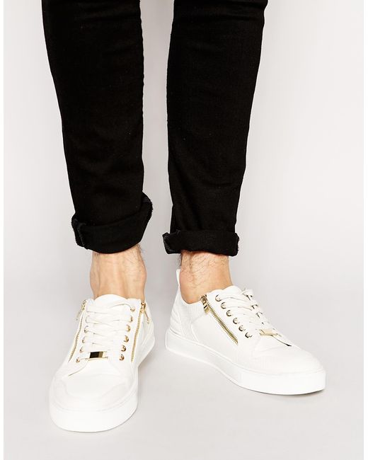 ASOS White Sneakers With Zip for men