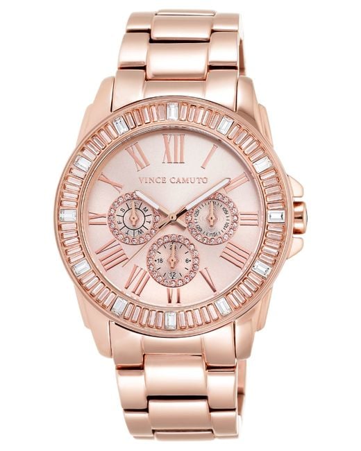 Vince Camuto Pink Women's Rose Gold-tone Stainless Steel Bracelet Watch 43mm Vc/5158rgrg