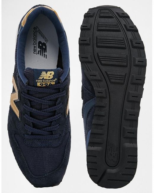 New Balance 996 Suedemesh Blue and Gold Sneakers Lyst