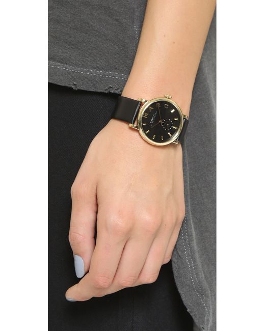 Marc By Marc Jacobs Black Leather Baker Watch