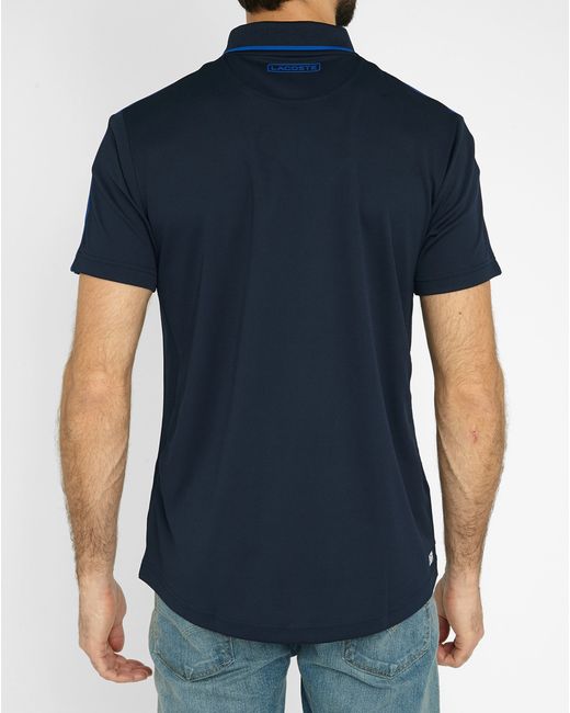 lacoste navy blue and white striped half zip sport performance polo shirt in blue for save lacoste navy blue and white striped half zip sport performance polo shirt in blue for save