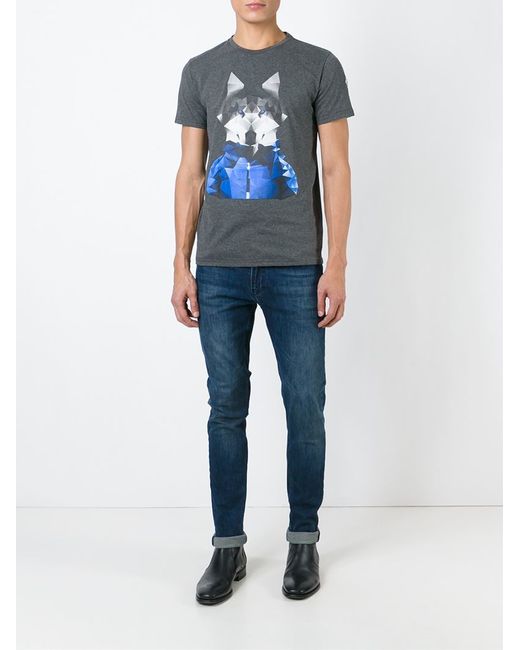 Moncler Wolf Print T-shirt in Grey 