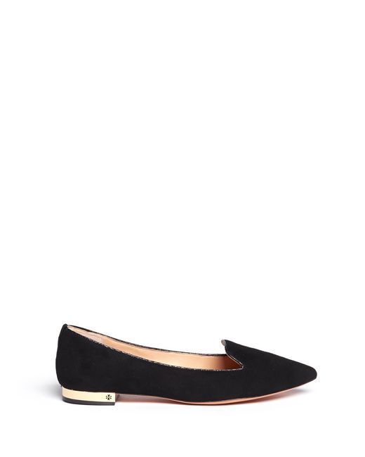 Tory Burch Black 'Connely' Suede Smoking Slippers