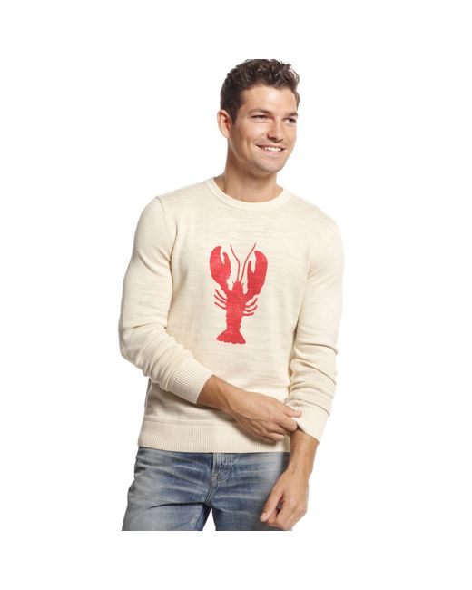 Tommy Hilfiger White Lobster Print Sweater for men