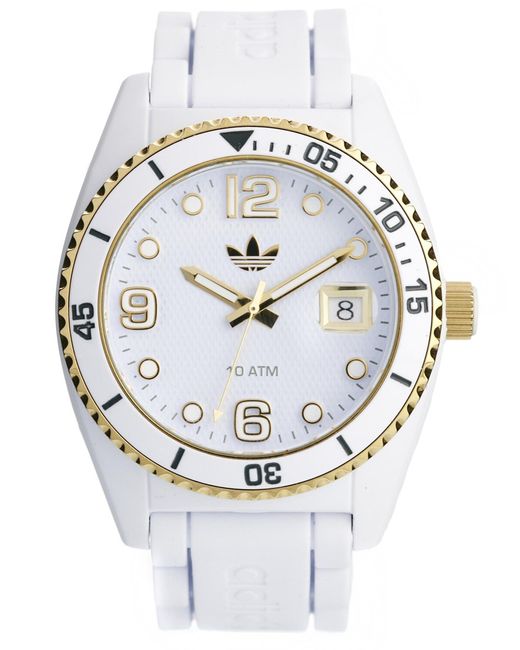 Adidas White Brisbane Gold Detail Watch for men