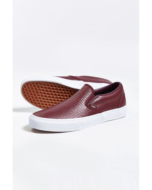 Vans Classic Leather Slip-On Sneaker in Maroon (Purple) for Men | Lyst