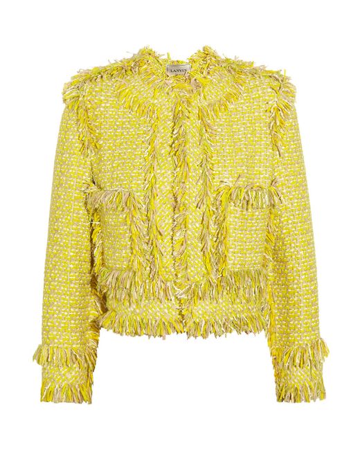 Lanvin Yellow Frayed Tweed Jacket