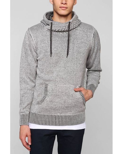 Commerce Gray Cross-Neck Pullover Hooded Sweater for men