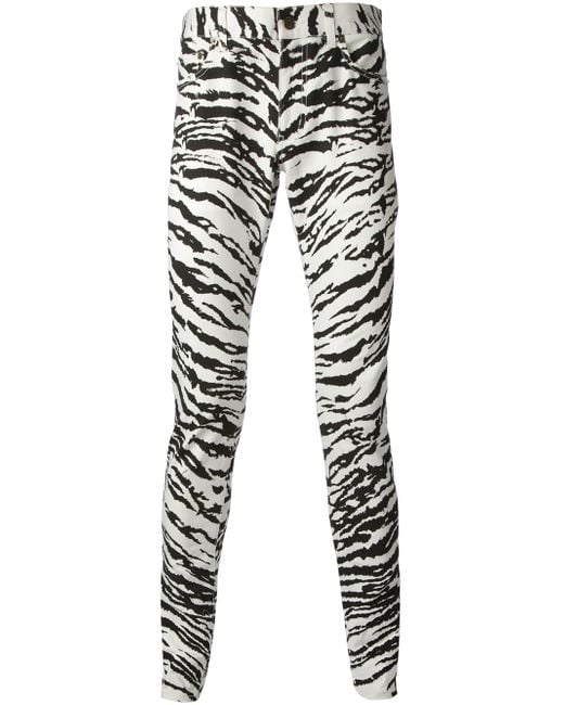 Saint Laurent Zebra Print Skinny Jean in Black for Men | Lyst