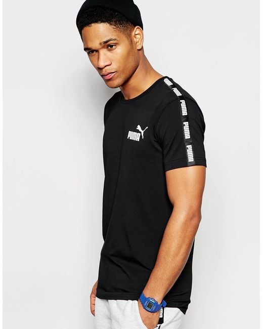 PUMA Black T-shirt With Taping for men