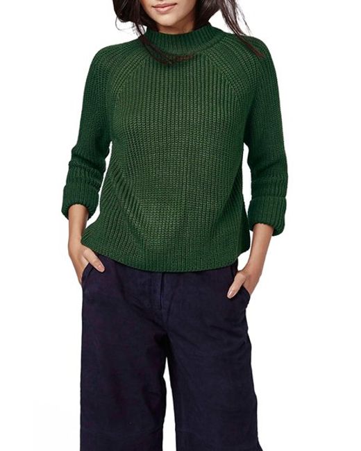 Download Topshop Mock Neck Raglan Sweater in Green (OLIVE) | Lyst