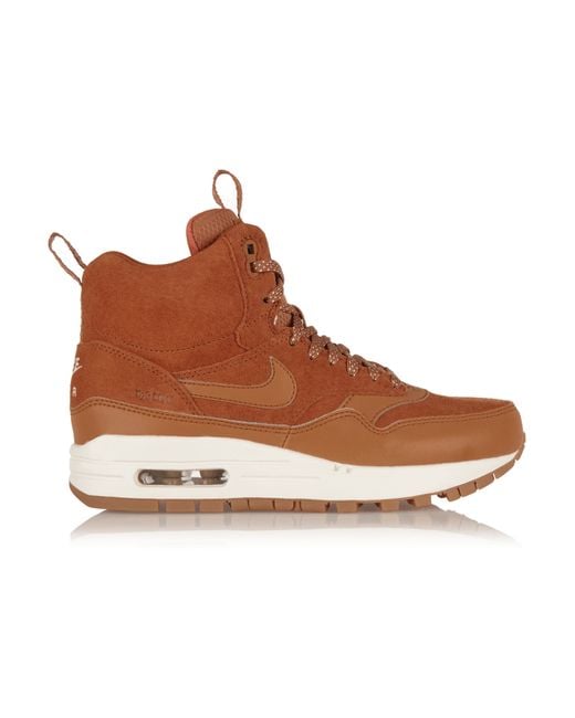 Nike - Air Max 1 Suede And Leather High-top Sneakers - Tan in Brown | Lyst  Canada
