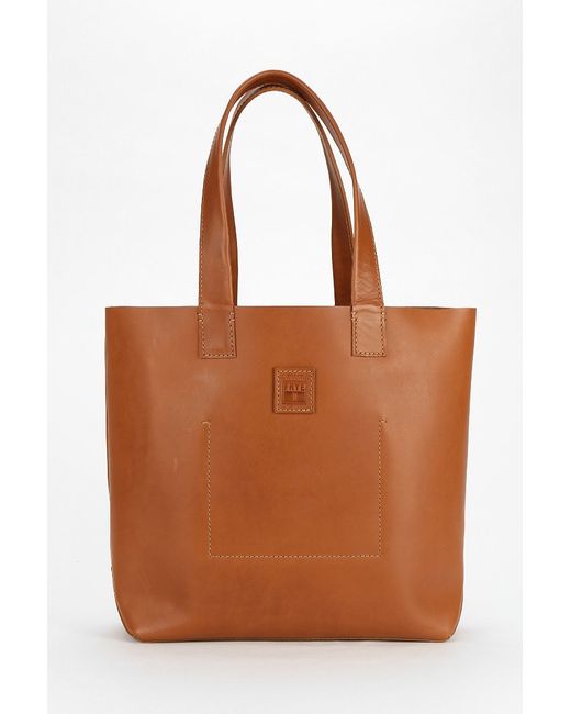 Frye Brown Stitch Leather Tote Bag