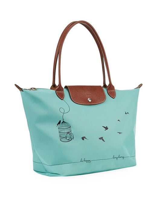 Longchamp Le Pliage Bird Cage Shoulder Bag in Blue | Lyst UK