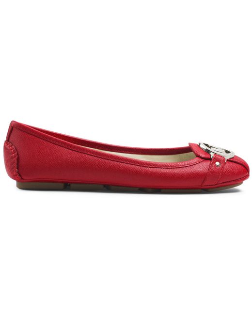 Michael Kors Michael Saffiano Fulton Moc Flats in Red Lyst
