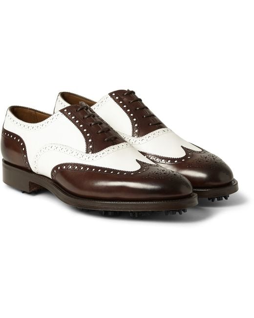Edward Green Brown Malvern Two-Tone Leather Golf Brogues for men