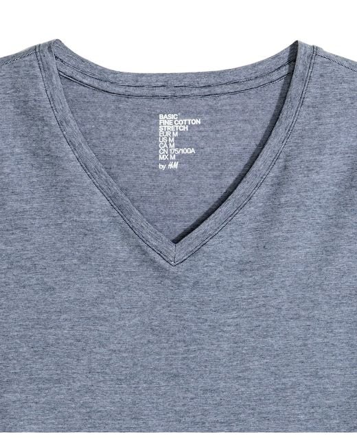 H&M V-neck T-shirt Stretch in Blue for Men | Lyst
