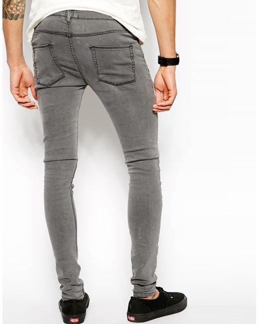 ASOS Gray Extreme Super Skinny Jeans In Light Grey for men