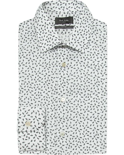 Paul Smith White Slim-fit Ant-print Cotton Shirt for men