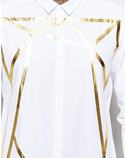 White and gold shirt top