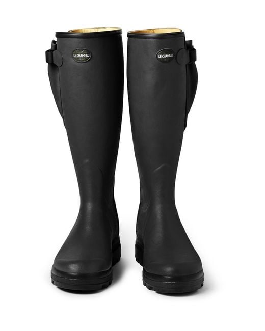 Le Chameau Black Vierzon Leather-Lined Wellington Boots for men