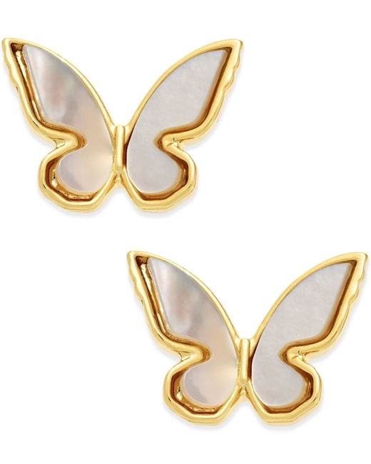 kate spade new york Metallic 14k Gold-plated Mother-of-pearl Butterfly Stud Earrings