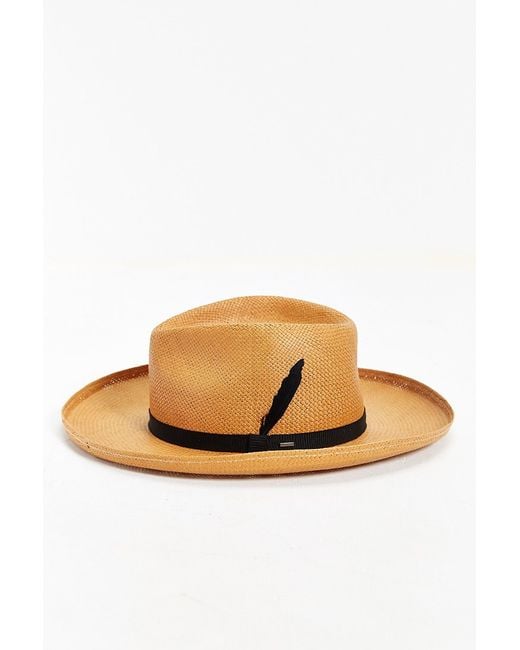 Bailey of Hollywood Brown Fernley Wide Brim Straw Fedora Hat for men
