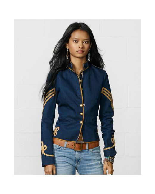 Denim & Supply Ralph Lauren Blue Button-front Braided Military Jacket