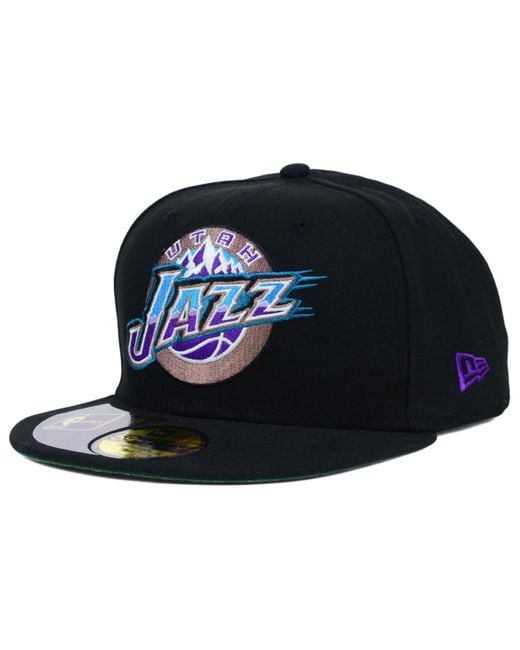 KTZ Black Utah Jazz Retro 59Fifty Cap for men