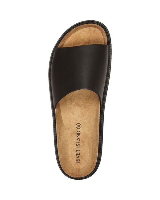 black chunky slide sandals