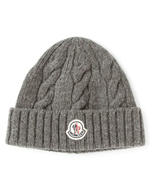 Moncler Cable Knit Beanie in Gray for Men - Save 38% | Lyst