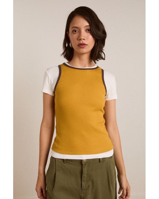 Damson Madder Yellow Manon Layered Ss Tee/Coffee Bean