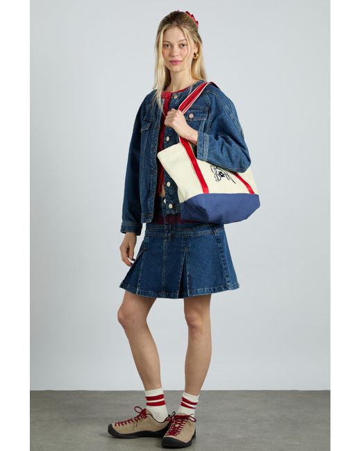 Damson Madder] CANVAS TOTE BAG WITH EMBROIDERY : ECRU