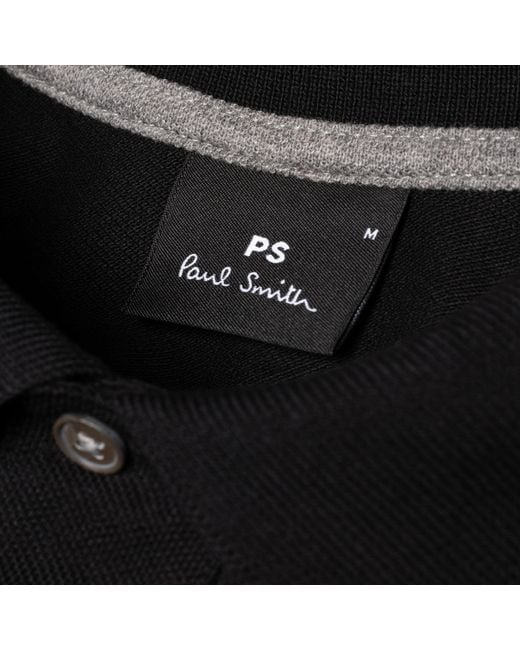 Paul Smith Black Long-sleeve Zebra Logo Polo Shirt for men