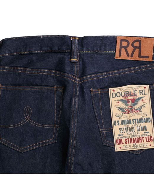 RRL Blue Straight Fit Once-washed Selvedge Jean for men