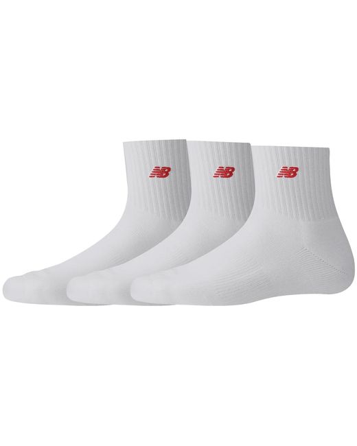 New Balance Metallic 3 Pack Red Patch Logo Ankle Socks for men
