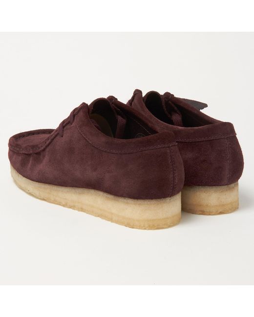 Clarks Wallabee Burgundy Suede Shoes for Men Lyst
