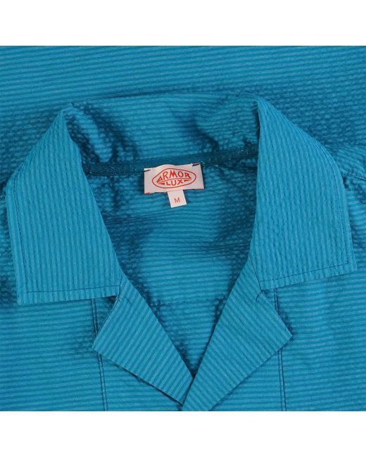 Armor Lux Blue Short Sleeve Shirt for men
