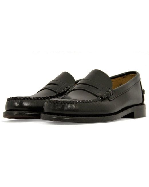 Sebago Classic Black Leather Loafer Shoe B76671 in Black for Men | Lyst
