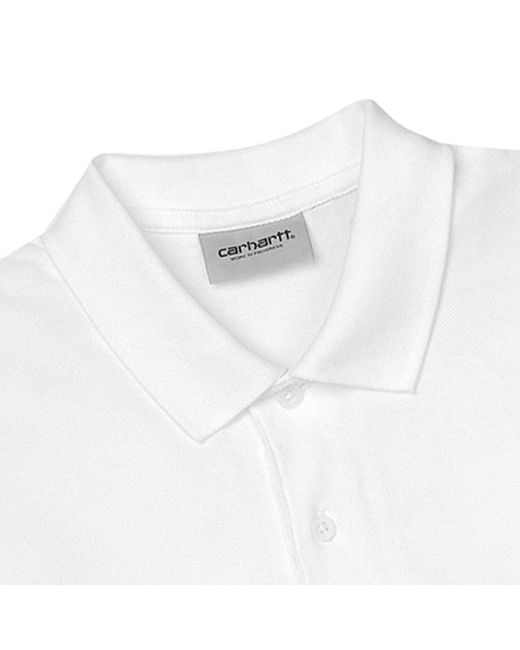 Carhartt White Short Sleeve Chase Pique Polo for men