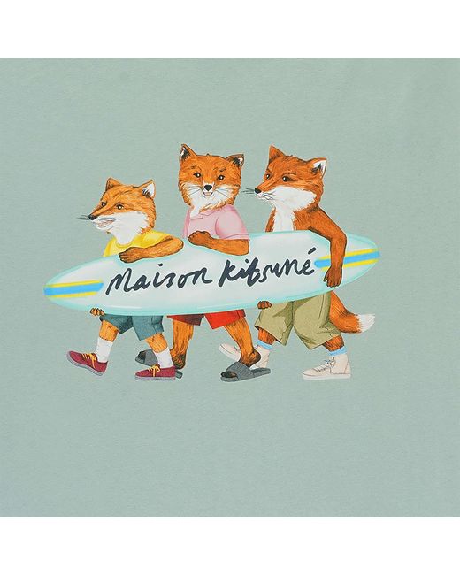 Maison Kitsuné Blue Surfing Foxes Comfort T-shirt for men