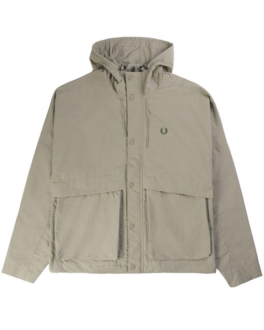 Fred Perry Gray J7813 Cropped Parka Jacket for men