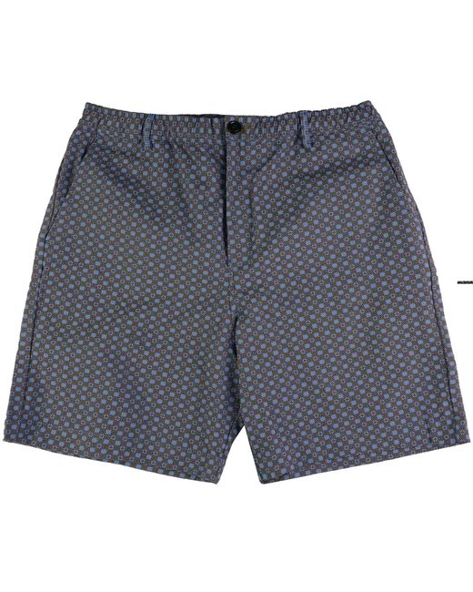 Paul Smith Blue Cross-stitch Cotton Shorts for men