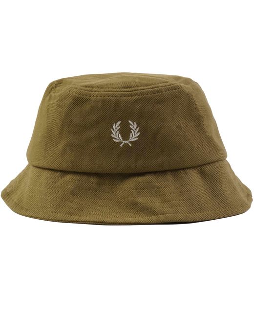 Fred Perry Green Classic Pique Bucket Hat for men