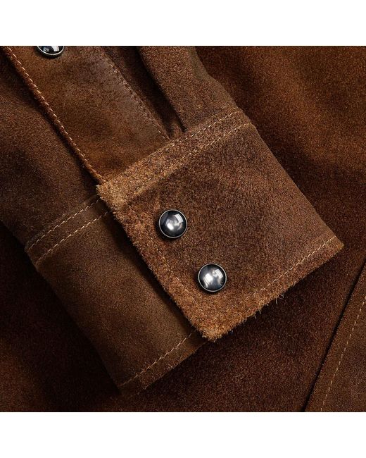 RRL Brown Roughout Suede Western Overshirt for men