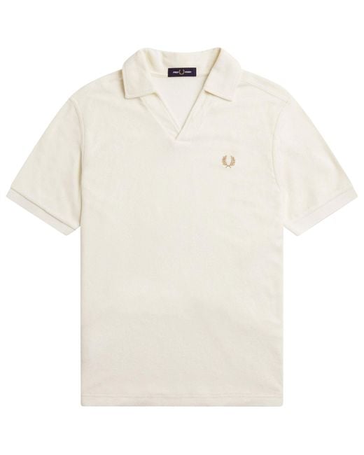 Fred Perry Natural Open Collar Towelling Polo Shirt for men