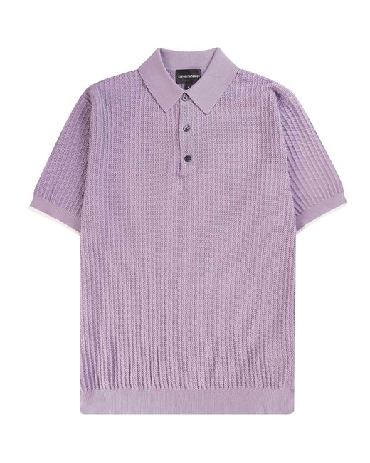 Emporio Armani Purple Knitted Polo Shirt for men