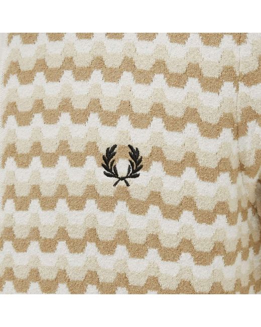 Fred Perry Natural Boucle Jacquard Knitted Polo Shirt for men